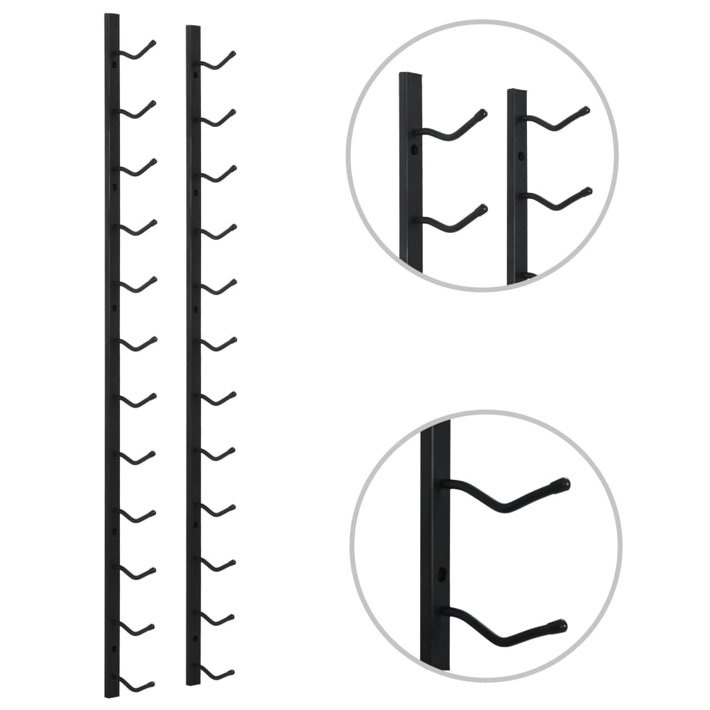 Wandmontiertes Weinregal für 12 Flaschen aus schwarzem Eisen