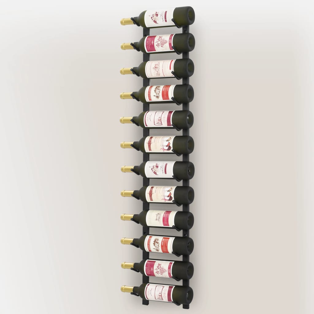 Wall mounted bottle rack for 12 bottles Black Iron