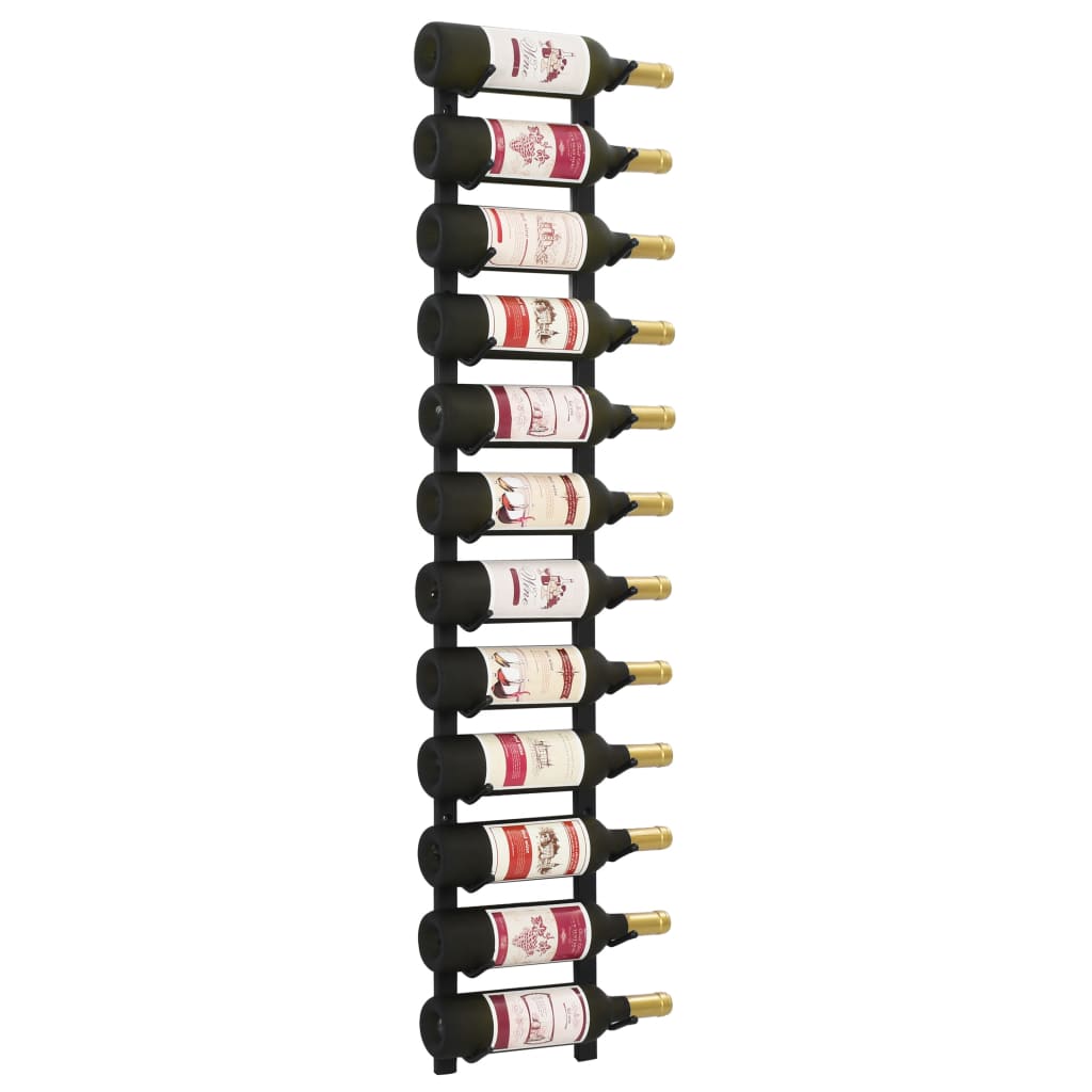 Wall mounted bottle rack for 12 bottles Black Iron