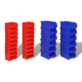 Jeu de paniers muraux de stockage Plastique 30pcs Bleu et rouge