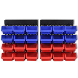 Étagère à outils de garage murale 2 pcs Bleu et rouge