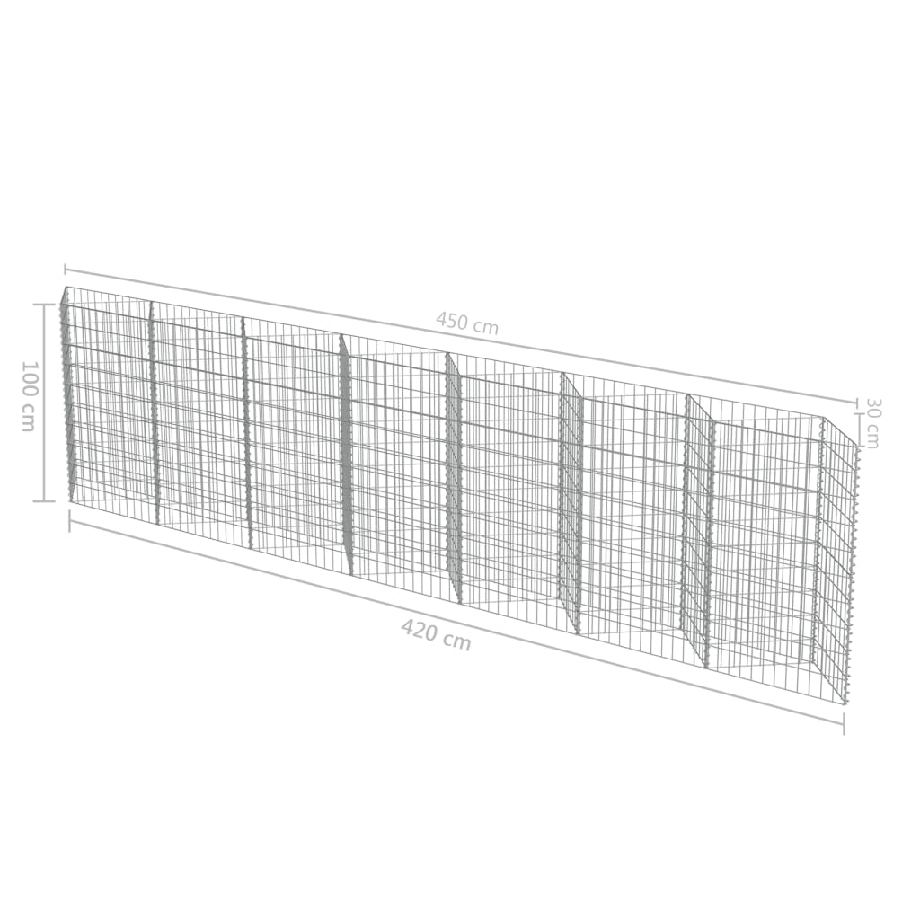 Mur de gabion Acier galvanisé 450 x 30 x 100 cm