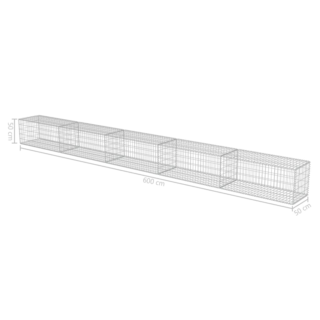 Gabionenwand mit Abdeckungen aus verzinktem Stahl 600 x 50 x 50 cm