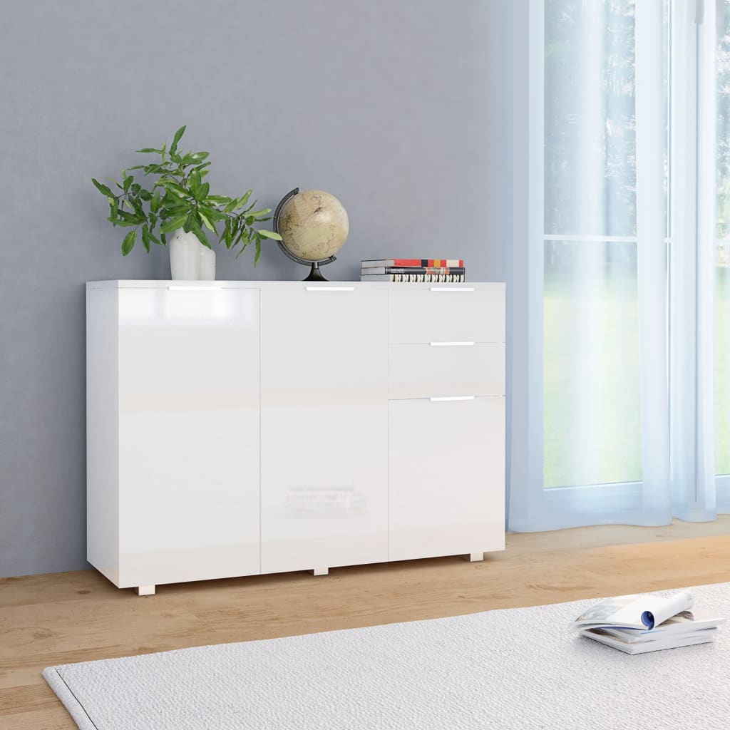 Glossy white sideboard 107x35x80.5 cm