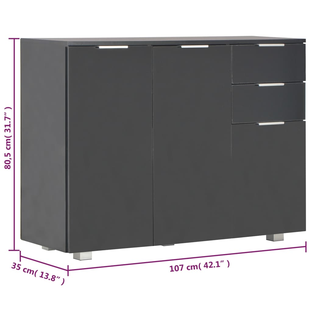 Buffet Noir brillant 107x35x80,5 cm