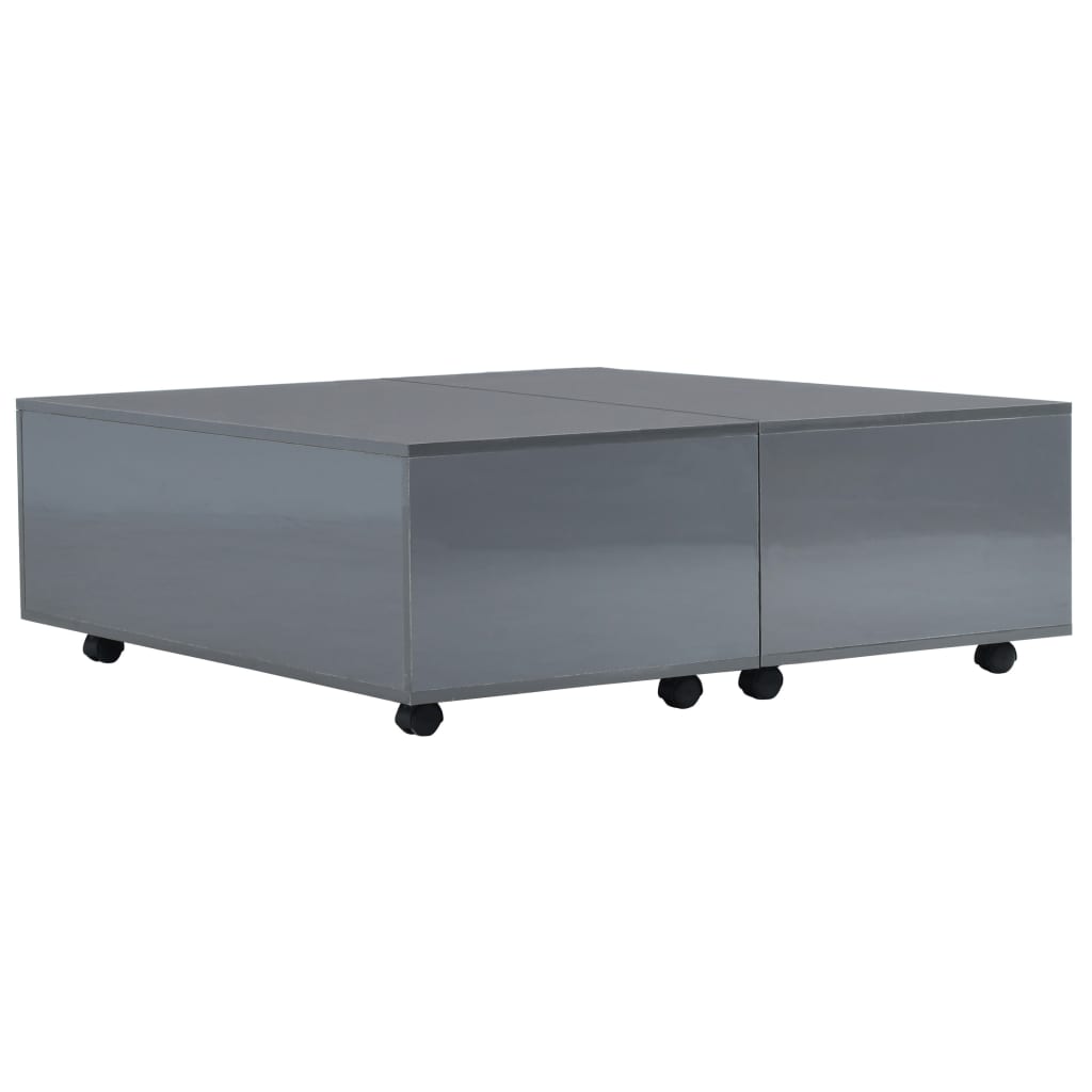 Table basse Gris brillant 100x100x35 cm