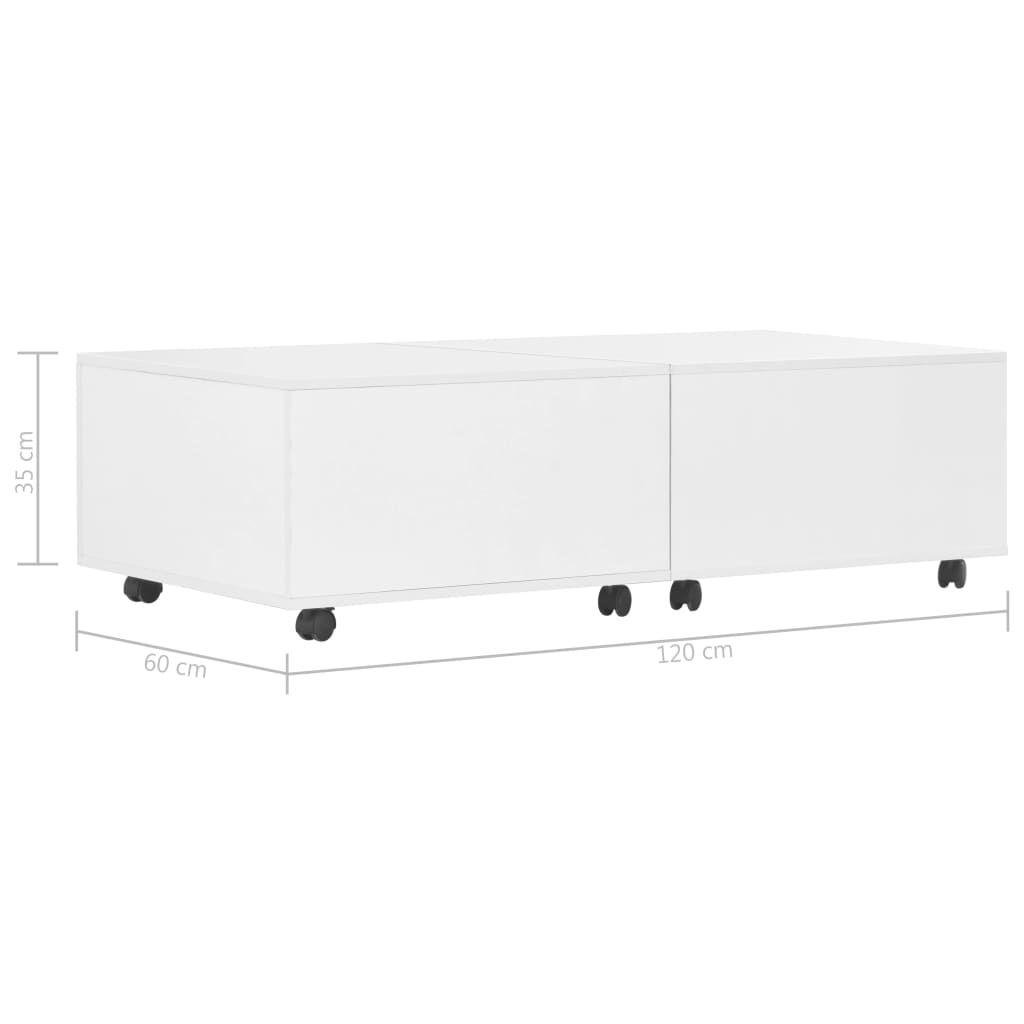 Table basse Blanc brillant 120x60x35 cm