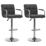 Chaises de bar lot de 2 gris foncé tissu