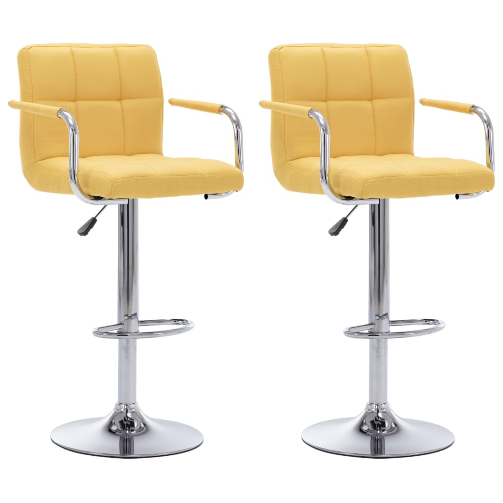 Chaises de bar lot de 2 jaune tissu