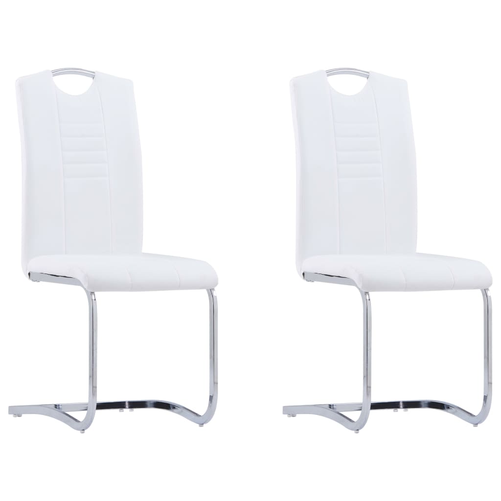 Chaises à manger cantilever lot de 2 blanc similicuir