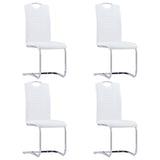 Cantilever dining chairs set of 4 white faux leather