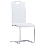 Cantilever dining chairs set of 4 white faux leather