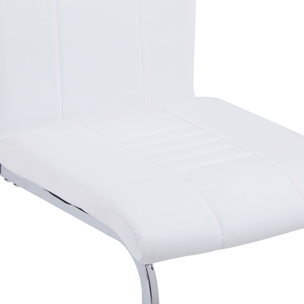 Cantilever dining chairs set of 4 white faux leather