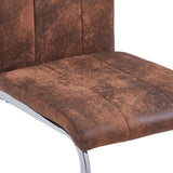 Cantilever Dining Chairs Set of 4 Brown Faux Leather Suede