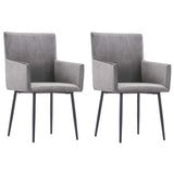 Chaises à manger avec accoudoirs lot de 2 gris velours