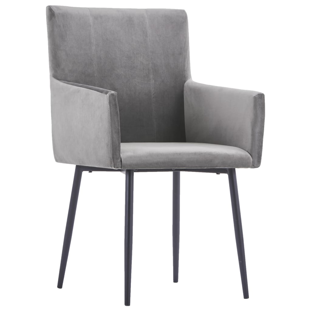 Chaises à manger avec accoudoirs lot de 2 gris velours