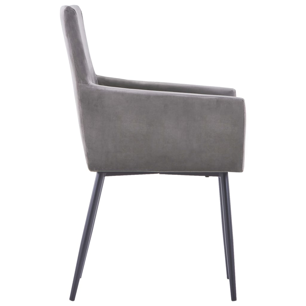 Chaises à manger avec accoudoirs lot de 2 gris velours