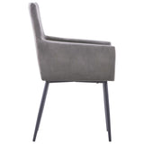 Chaises à manger avec accoudoirs lot de 2 gris velours