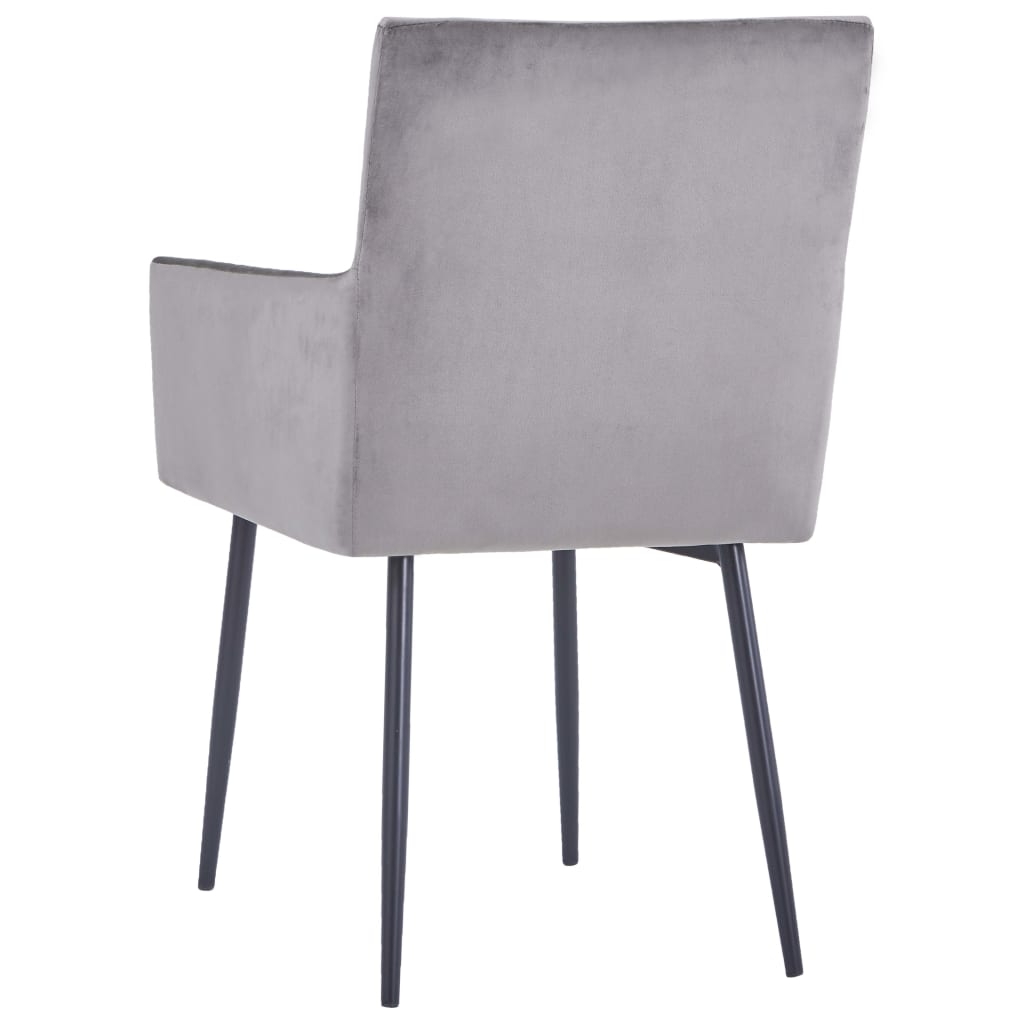 Chaises à manger avec accoudoirs lot de 2 gris velours