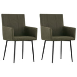 Chaises à manger avec accoudoirs lot de 2 marron tissu