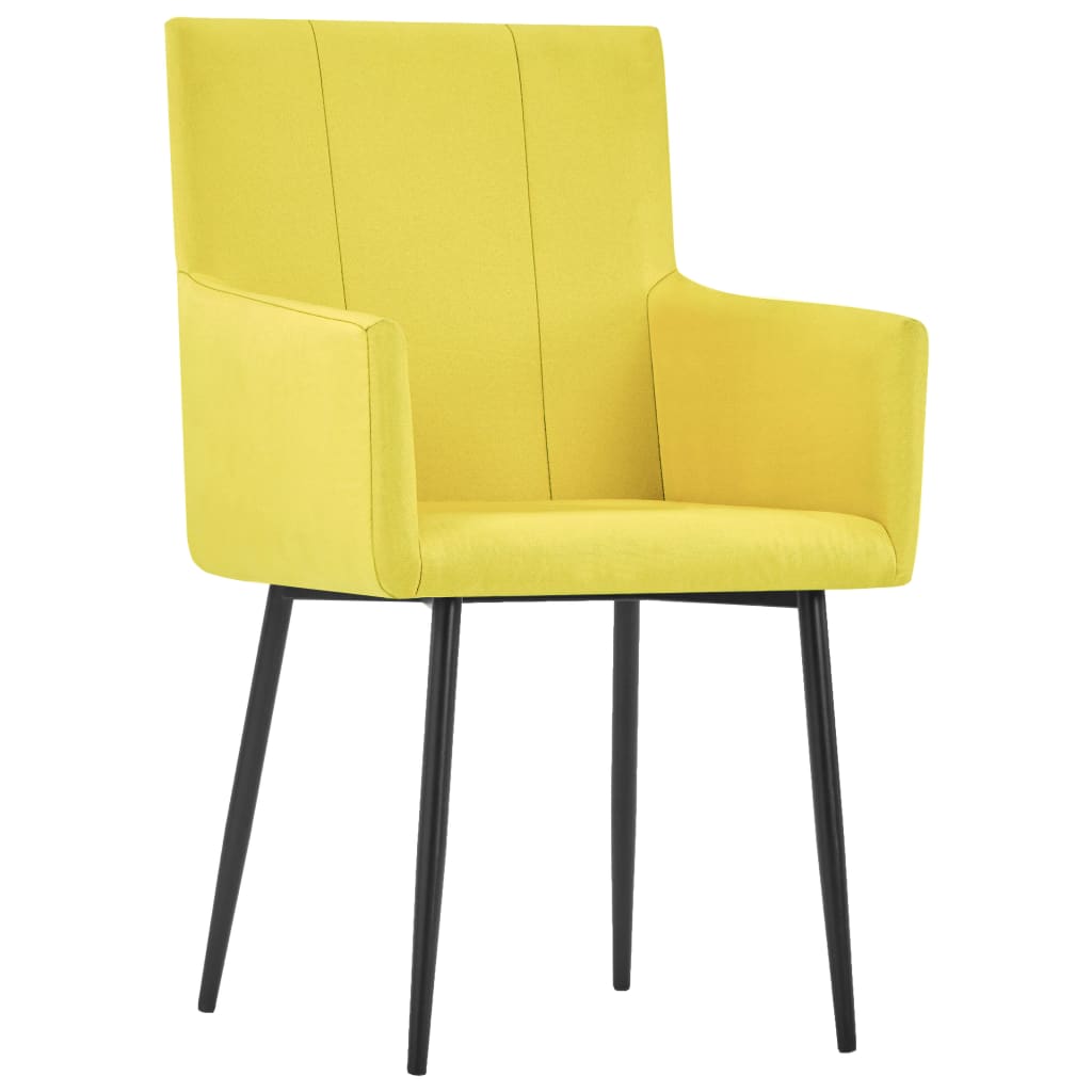 Chaises à manger avec accoudoirs lot de 2 jaune tissu