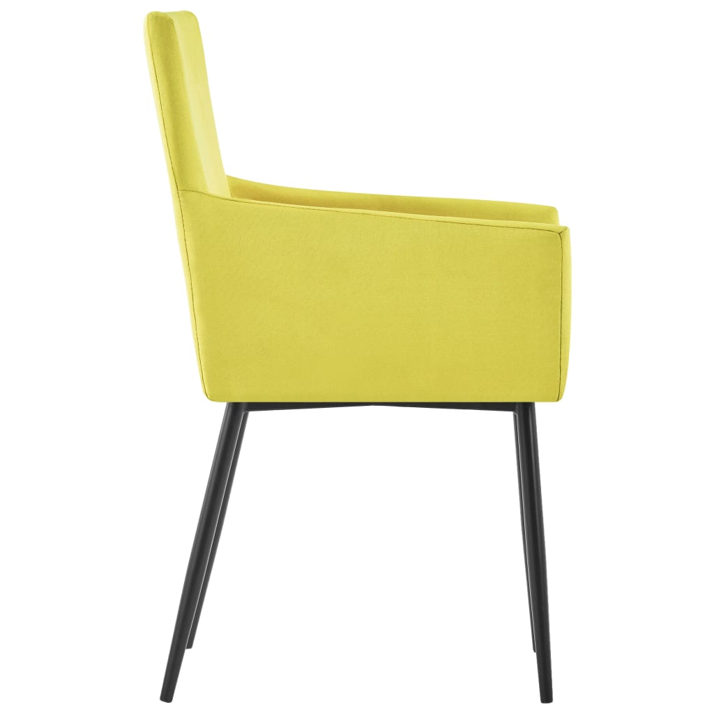 Chaises à manger avec accoudoirs lot de 2 jaune tissu