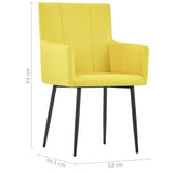 Chaises à manger avec accoudoirs lot de 2 jaune tissu