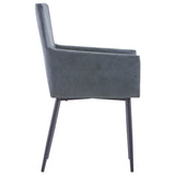 Chaises à manger et accoudoirs lot de 2 gris similicuir daim