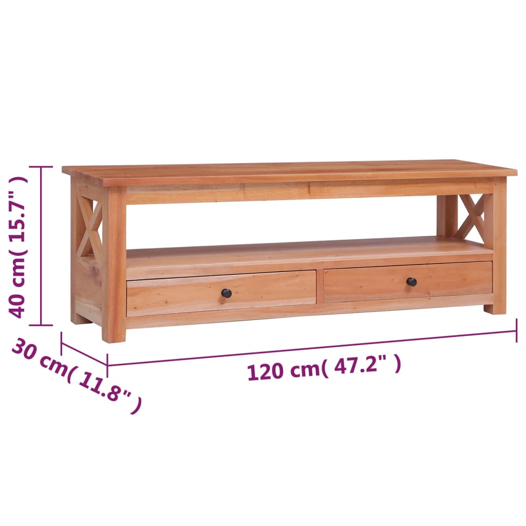 Meuble TV 120x30x40 cm Bois d'acajou massif