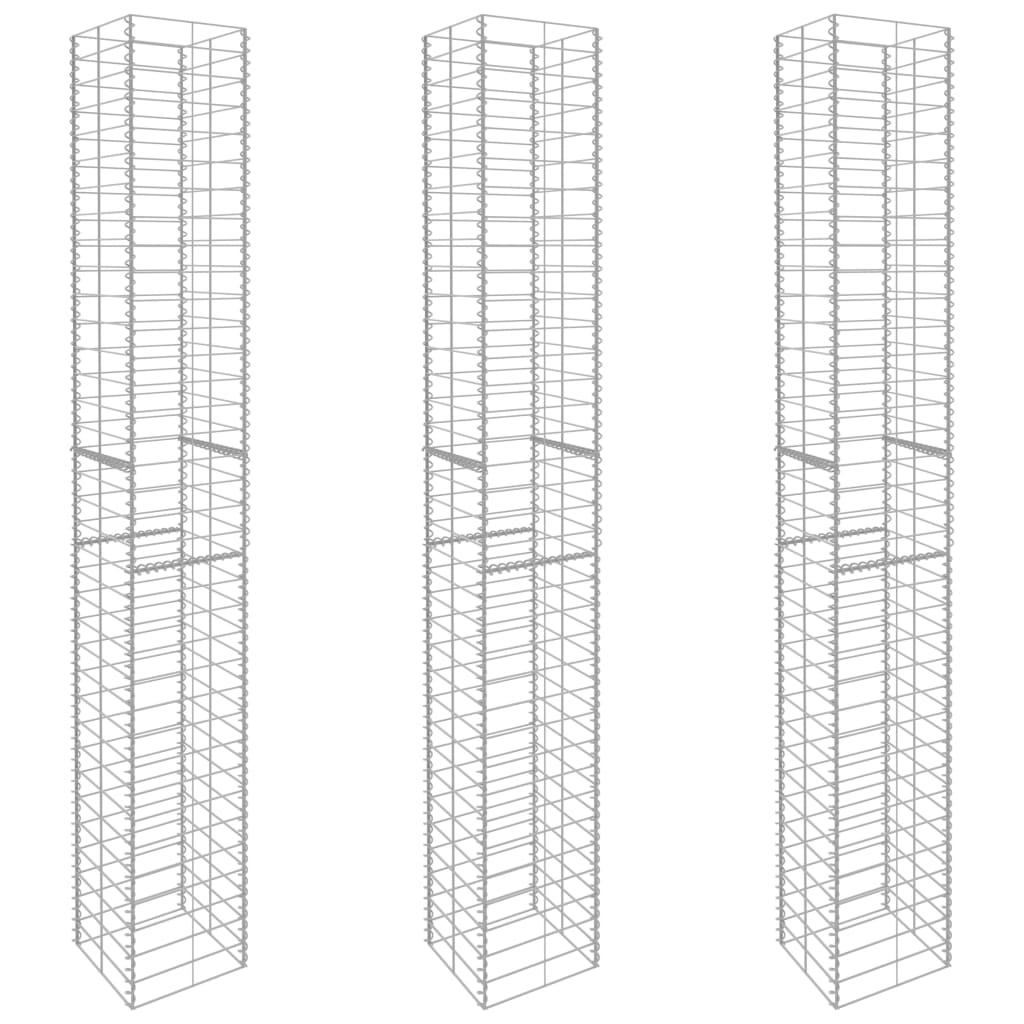 Gabion baskets 3 pcs Galvanized steel 25x25x197 cm