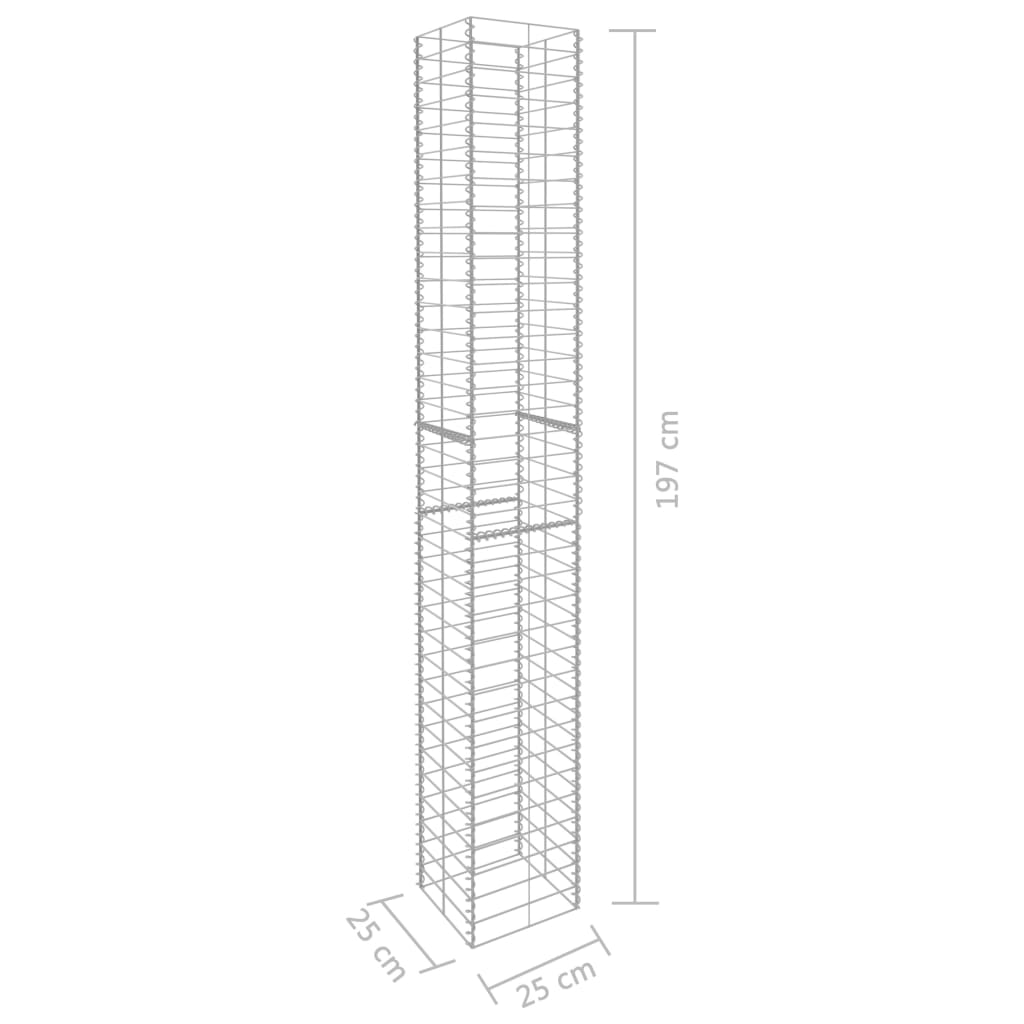 Gabion baskets 3 pcs Galvanized steel 25x25x197 cm