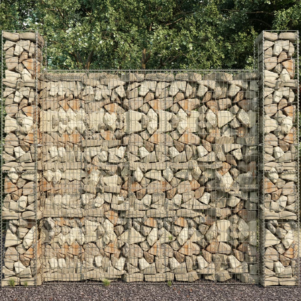 Gabion baskets 3 pcs Galvanized steel 25x25x197 cm