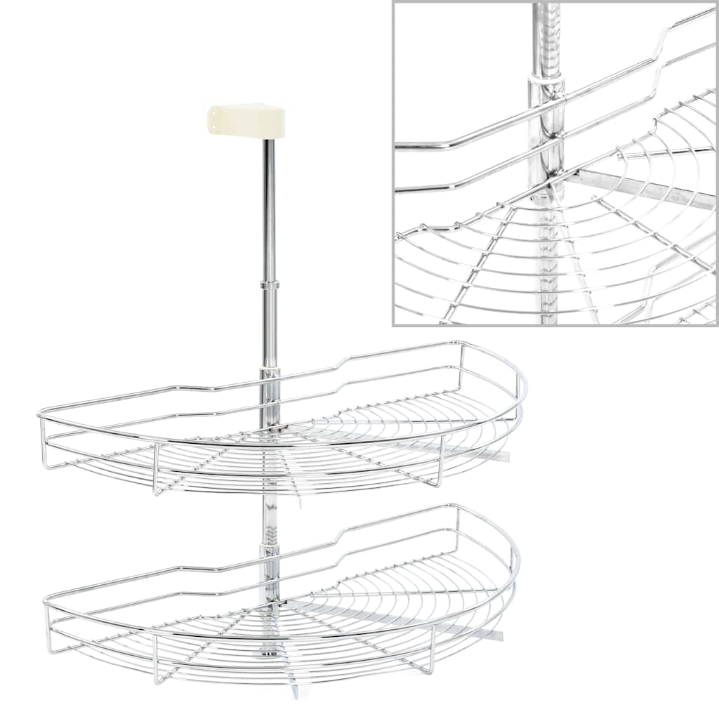 2-tier metal kitchen basket 180 degrees 75x38x80 cm