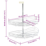 2-tier metal kitchen basket 180 degrees 75x38x80 cm