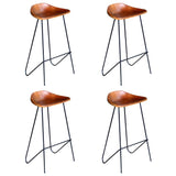 Chaises de bar lot de 4 marron cuir véritable