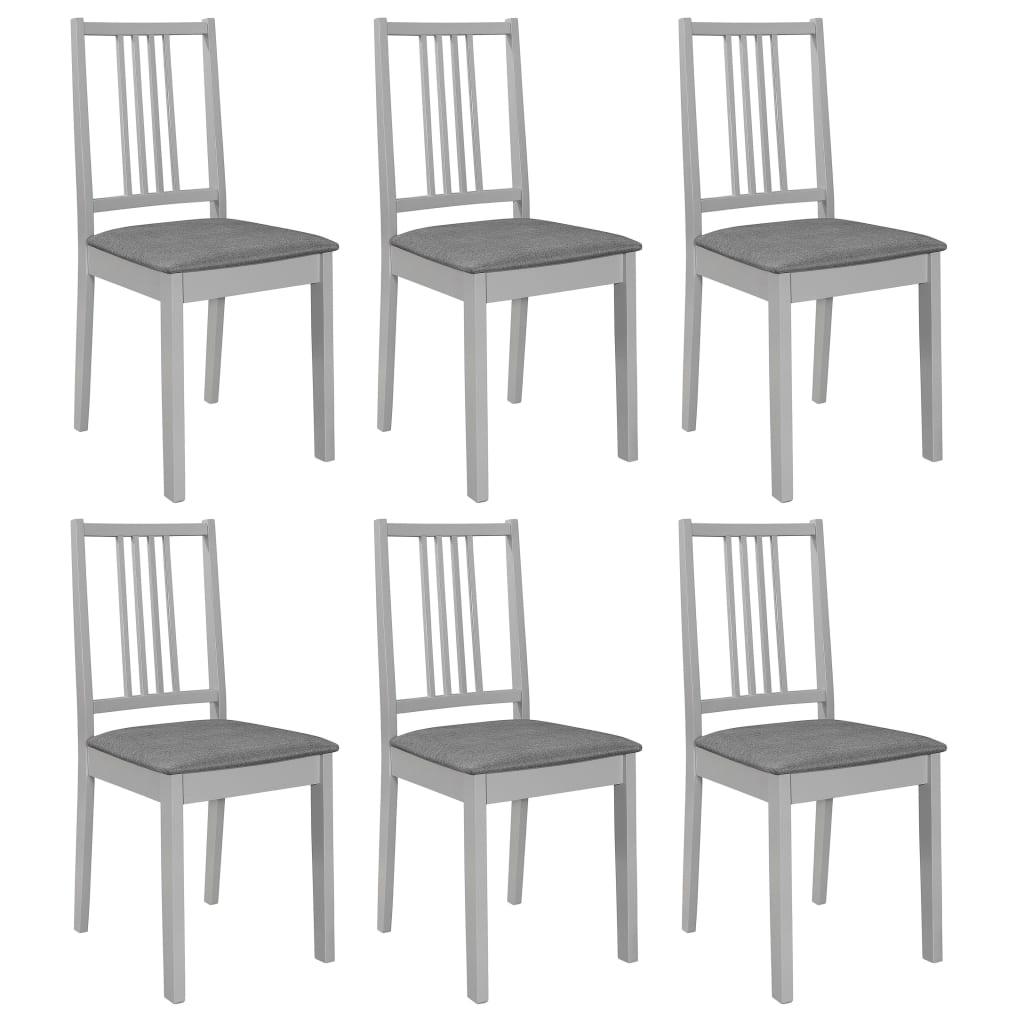 Chaises à manger avec coussins lot de 6 gris bois solide