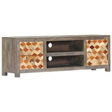 Meuble TV Gris 120 x 30 x 40 cm Bois massif de manguier