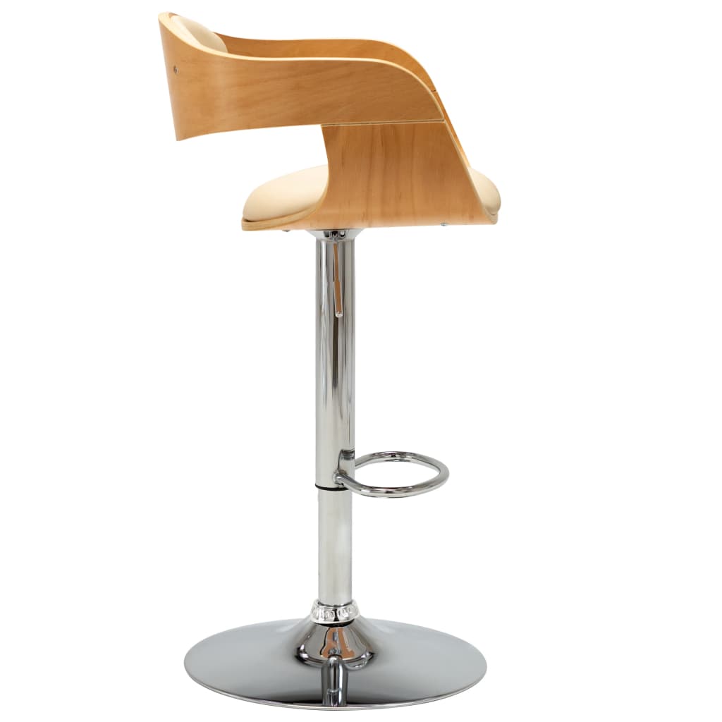 Tabouret de bar Crème Bois courbé et similicuir