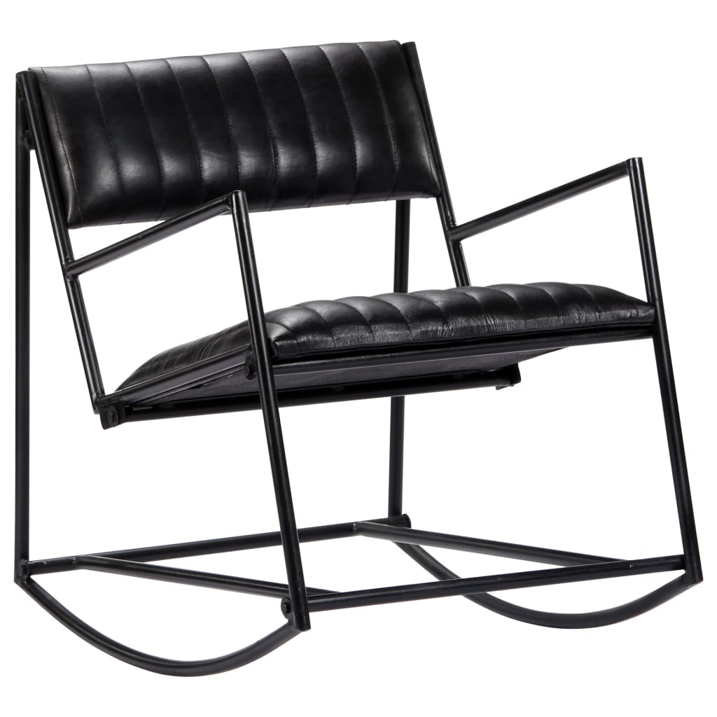 Chaise à bascule Noir Cuir véritable