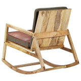 Chaise à bascule Marron Cuir véritable et manguier massif