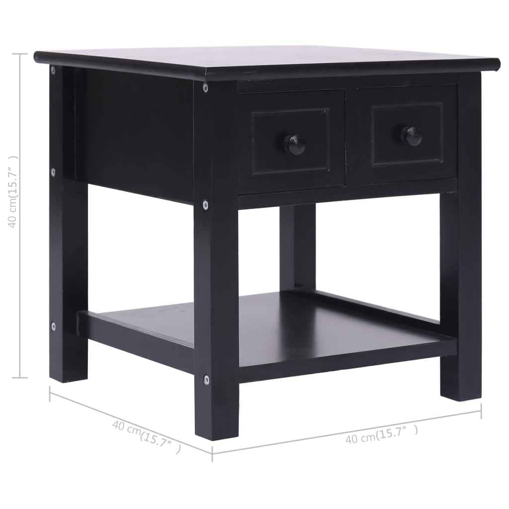 Table d'appoint Noir 40x40x40 cm Bois de Paulownia