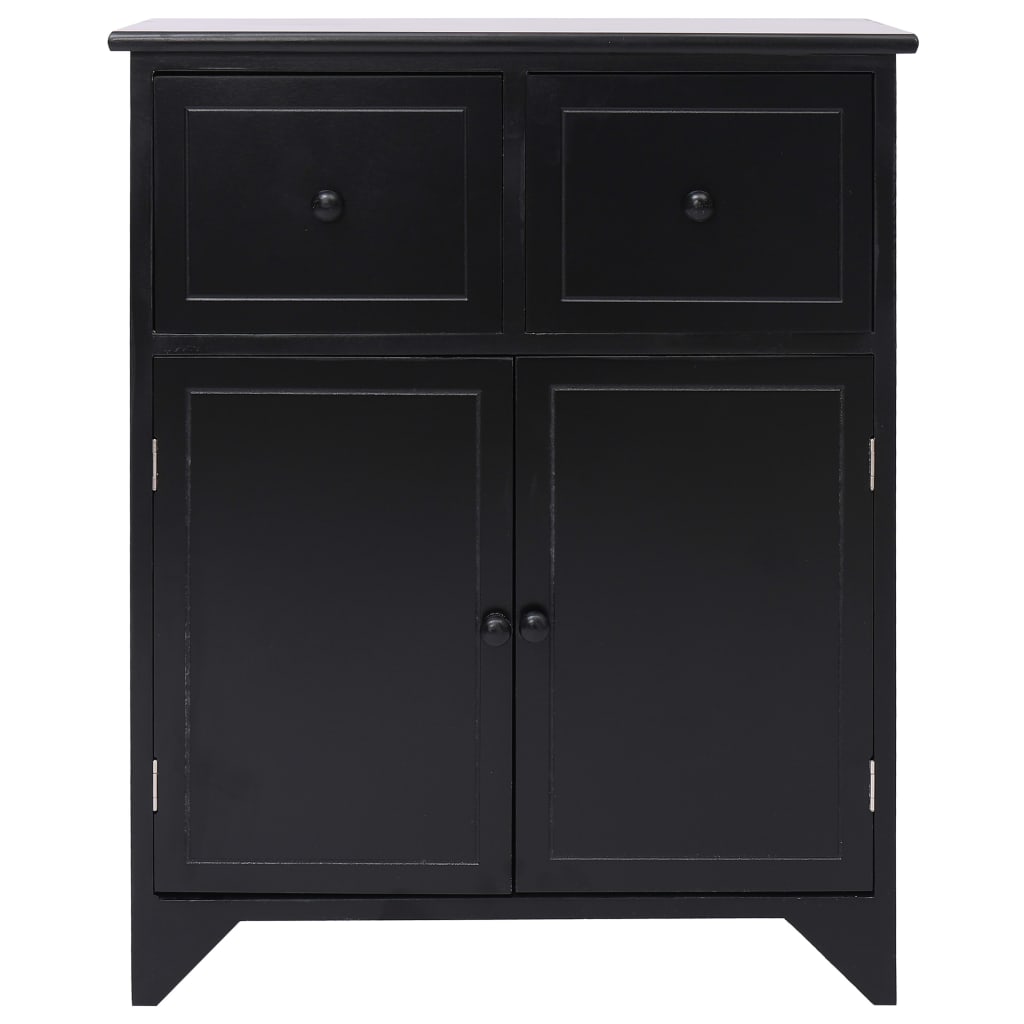 Side cabinet Black 60x30x75 cm Paulownia wood