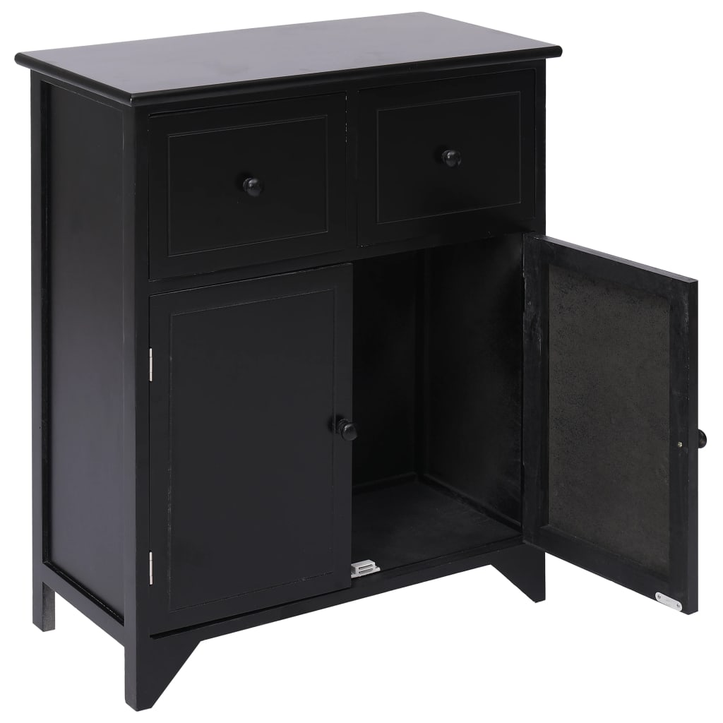 Side cabinet Black 60x30x75 cm Paulownia wood