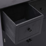 Side cabinet Black 60x30x75 cm Paulownia wood