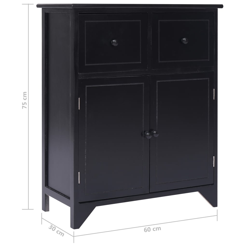 Side cabinet Black 60x30x75 cm Paulownia wood