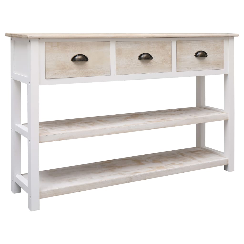 Buffet Naturel et blanc 115x30x76 cm Bois