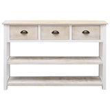 Buffet Naturel et blanc 115x30x76 cm Bois