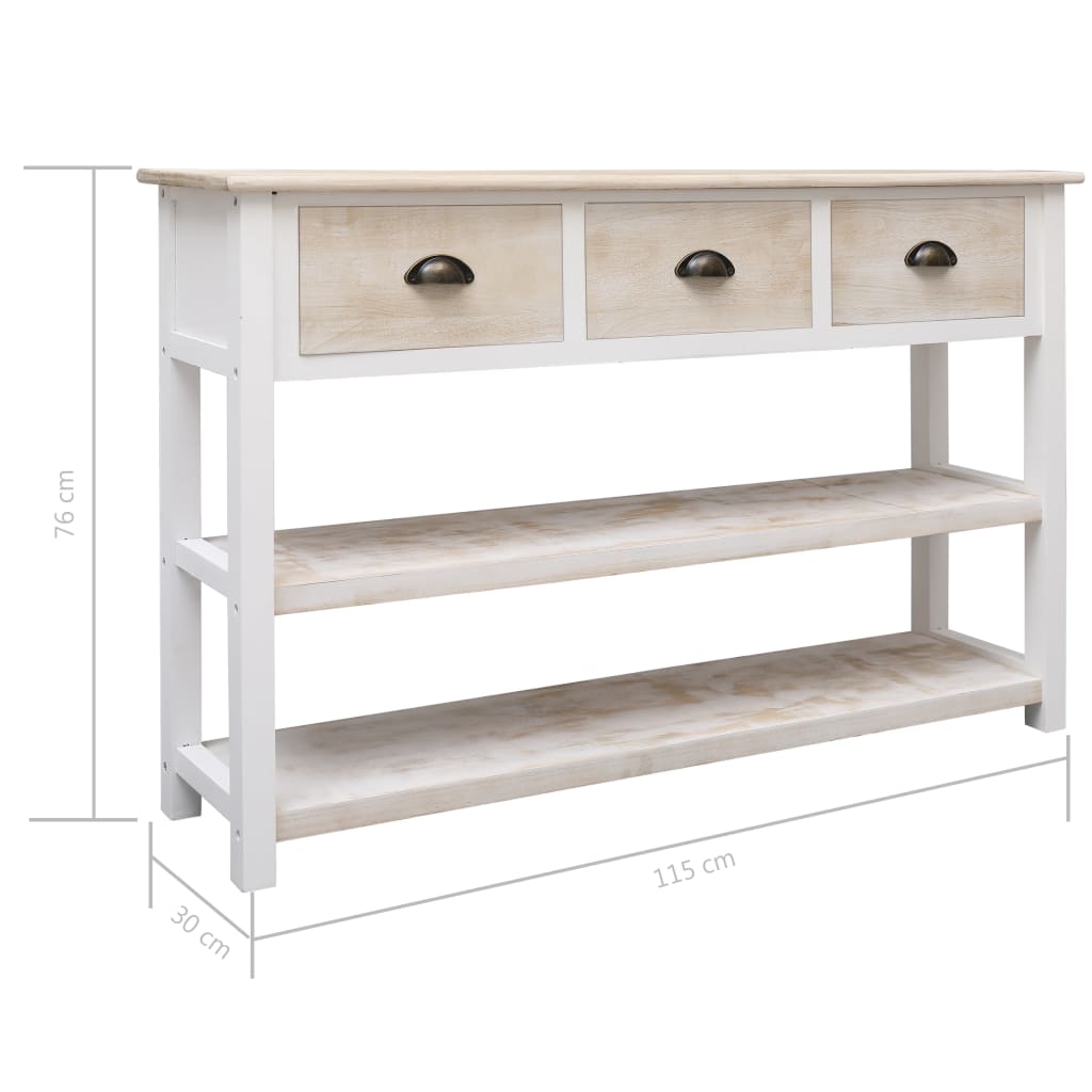 Buffet Naturel et blanc 115x30x76 cm Bois