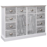 Sideboard with 10 drawers Grey 113x30x79 cm Wood