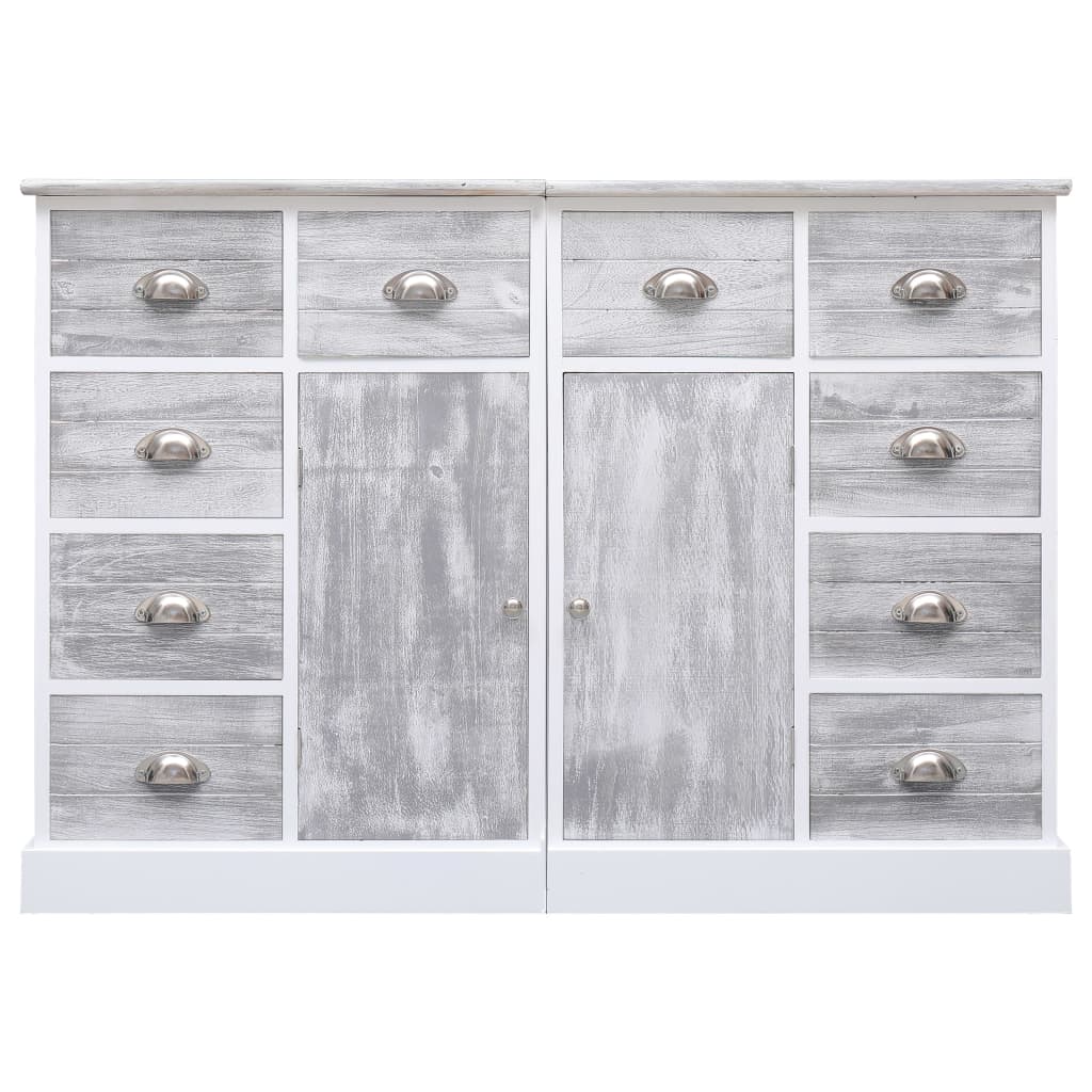 Sideboard with 10 drawers Grey 113x30x79 cm Wood